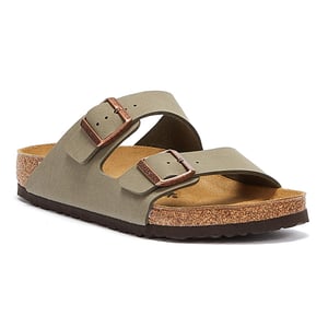 Mens Womens Birkenstock Arizona Birko Flor Nubuck Stone Sandals - (Grey)