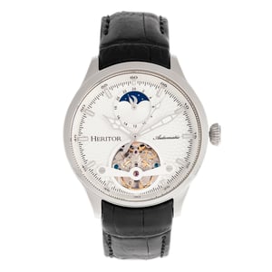 Heritor Automatic Gregory Semi-Skeleton Leather-Band Watch
