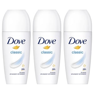 Dove Classic Roll On Anti-Perspirant up to 48H of Sweat & Odour Protection, 3x50ml