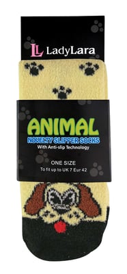 Ladies / Womens Fluffy Non Slip Slipper Socks with Animal Designs