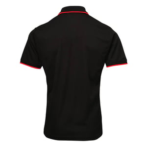 Premier Heren Coolchecker Contrast Pique Poloshirt (Zwart/Rood)