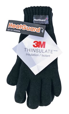 Thinsulate - Childrens Knitted Gloves | Boys Thermal Winter Gloves - Black