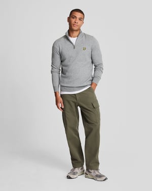 Lyle & Scott Katoen Merino 1/4 Zip Trui Grijs