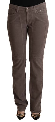 Jeckerson Women's Brown Cotton Low Waist Iconic Patches Leg Denim Jeans