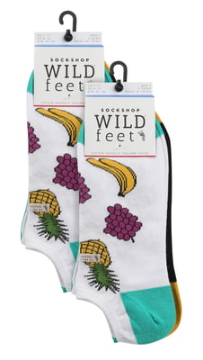 6 Pack Mens Novelty Trainer Socks | Wildfeet | Funny Low Cut Socks for Summer - Fruit