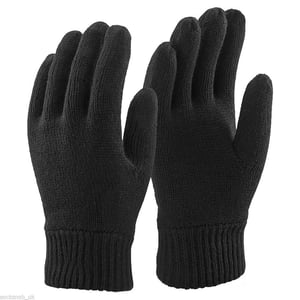Mens 3M Black Thinsulate Thermal Lined Winter Gloves