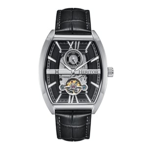 Heritor Automatic Masterson Semi-Skeleton Leather-Band Watch