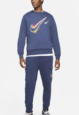 Nike Multi Swoosh trainingspak voor heren met ronde hals in marineblauw