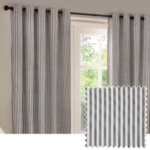 Yard Hebden Striped Cotton Eyelet Curtains