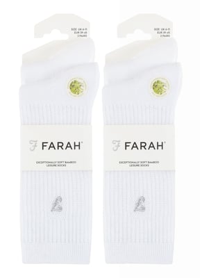 Mens Bamboo Sport Socks in Black & White | Farah | 4 Pack | Diabetic Friendly Sport Socks with Smooth Toe Seam & Loose Top | Tennis Gym Running Socks - White