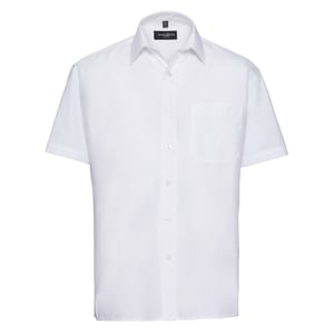 Russell Collection Mens Poplin Easy-Care Short-Sleeved Shirt (White)