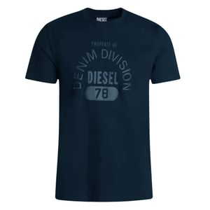 Marineblauw T-shirt met Diesel Property Of Denim Division-logo