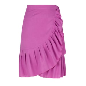 Roze wikkelrok met ruches