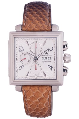 Yonger Brown Leather Band with White Dial Watch