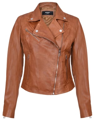 Dames slim leren bikerjack-Matlock