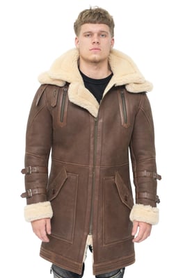 Herrar 3/4 Varm läder fårskinn Trench Coat-Medina