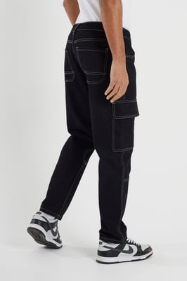 Brave Soul Mens Cargo Jeans Loose Fit Combat Jeans