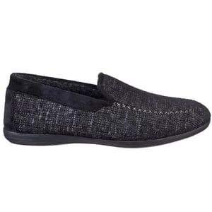 Cotswold Mens Stanley Moc Toe Full Slipper (Black)