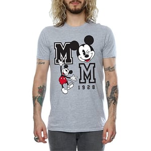 Disney Heren Springen en Knipogen Mickey Mouse T-Shirt (Sportgrijs)