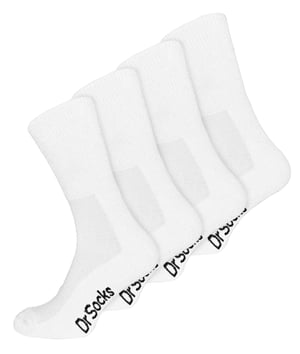 4 Pair Multipack Mens Bamboo Diabetic Socks | Dr.Socks | Non Elastic Extra Wide Diabetic Socks for Swollen Feet - White