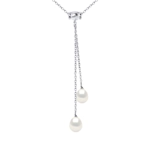 Zoetwater parelsnoer 8-9mm Ronde Black Chain Convict 925