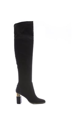 'Valentinne' Black Alcantara Alcantara Over The Knee Boots