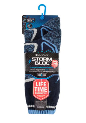 2 Pairs Ladies Cushioned Wool Blend Hiking Socks with Arch Support