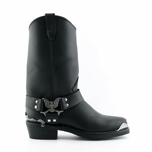 Grinders Svarta Cowboy Biker Boots för herrar - Eagle Hi