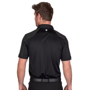 Island Green Mens Topstitched Golf Polo Shirt (Black)