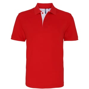 Asquith & Fox Mens Classic Fit Contrast Polo Shirt (Red/ White)