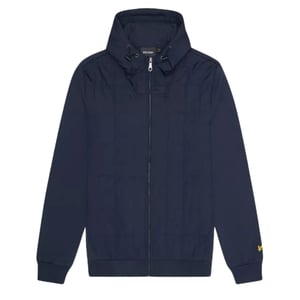 Lyle & Scott Hybrid Quiltad Marinblå Zip-Up Hoodie med dragkedja