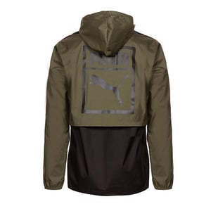 Puma Graphic Logo Långärmad Zip Up Grön Svart Herr Hooded Jacka 573316 14