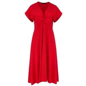 Rood midi-jurk met vlinderstrik