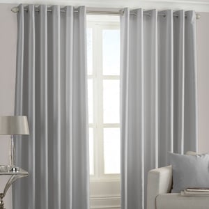 Fiji Silk Effect Eyelet Curtains in Steel