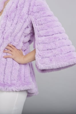 Faux Fur Faux Suede Striped Cape Coat