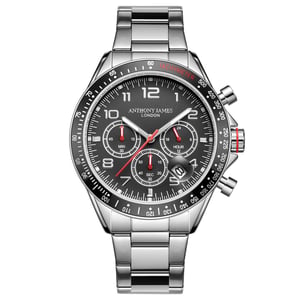 Hand Assembled Anthony James Tachymeter Chrono Steel Black