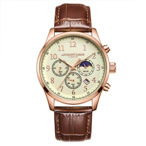 Hand Assembled Anthony James Moonphase Chronograph Rose White
