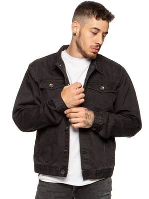 Enzo Men's Enzo Denim Designer Jacket - BLK