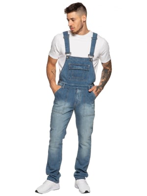 Enzo Men's Blue Denim Overall Dungarees