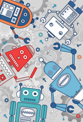 Robot Wall Mural Blue