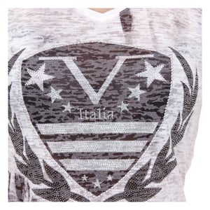 V 1969 Italia Womens T-shirt Short Sleeves V-Neck Black EMILY