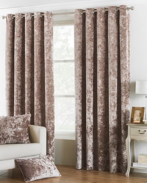 Verona Crushed Velvet Look Eyelet Curtains in Oyster