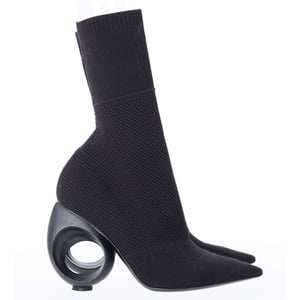 Burberry Kimberley Pointed Toe Ankle Boots in Black Knit Stretch Fabric