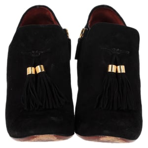 Gucci Mischa Tassel Detail Ankle Boots in Black Suede