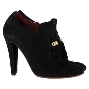 Gucci Mischa Tassel Detail Ankle Boots in Black Suede