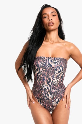 Swimwear Essentials Leopard Bandeau Swimsuit