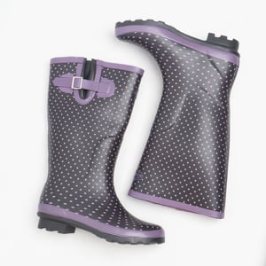 Stormwells WEAMELL Womens Wellington Boots Mauve Polka Dot/Navy