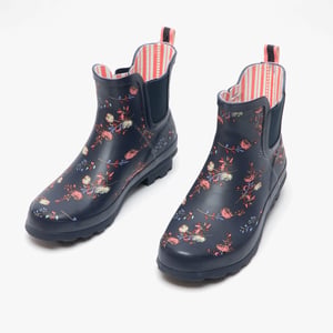 Stormwells RIVER Womens Rubber Ankle Wellington Boots Navy/Floral