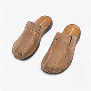 Hush Puppies CARSON Heren Leren Muismat Slippers Olijf