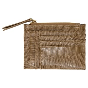 Snake Print Card Holder in Brown
